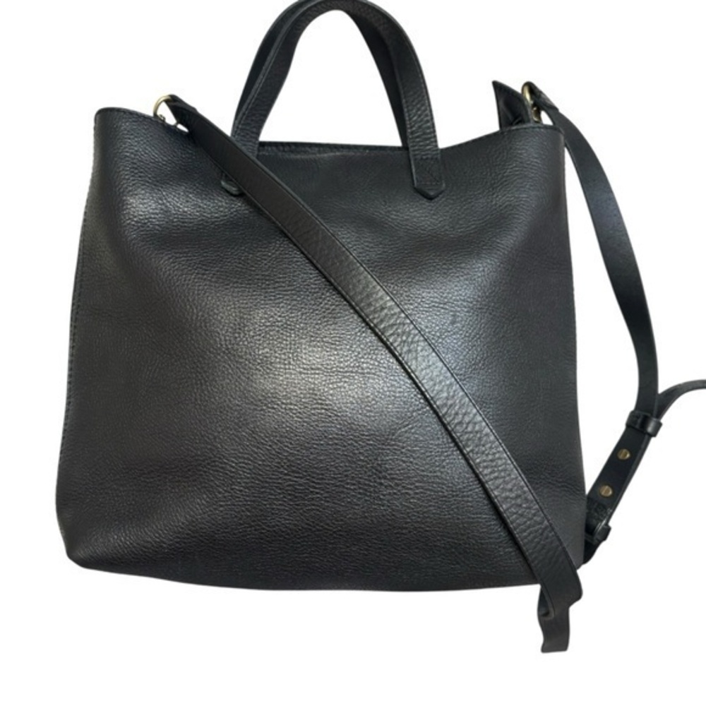 Madewell black leather transporter crossbody bag